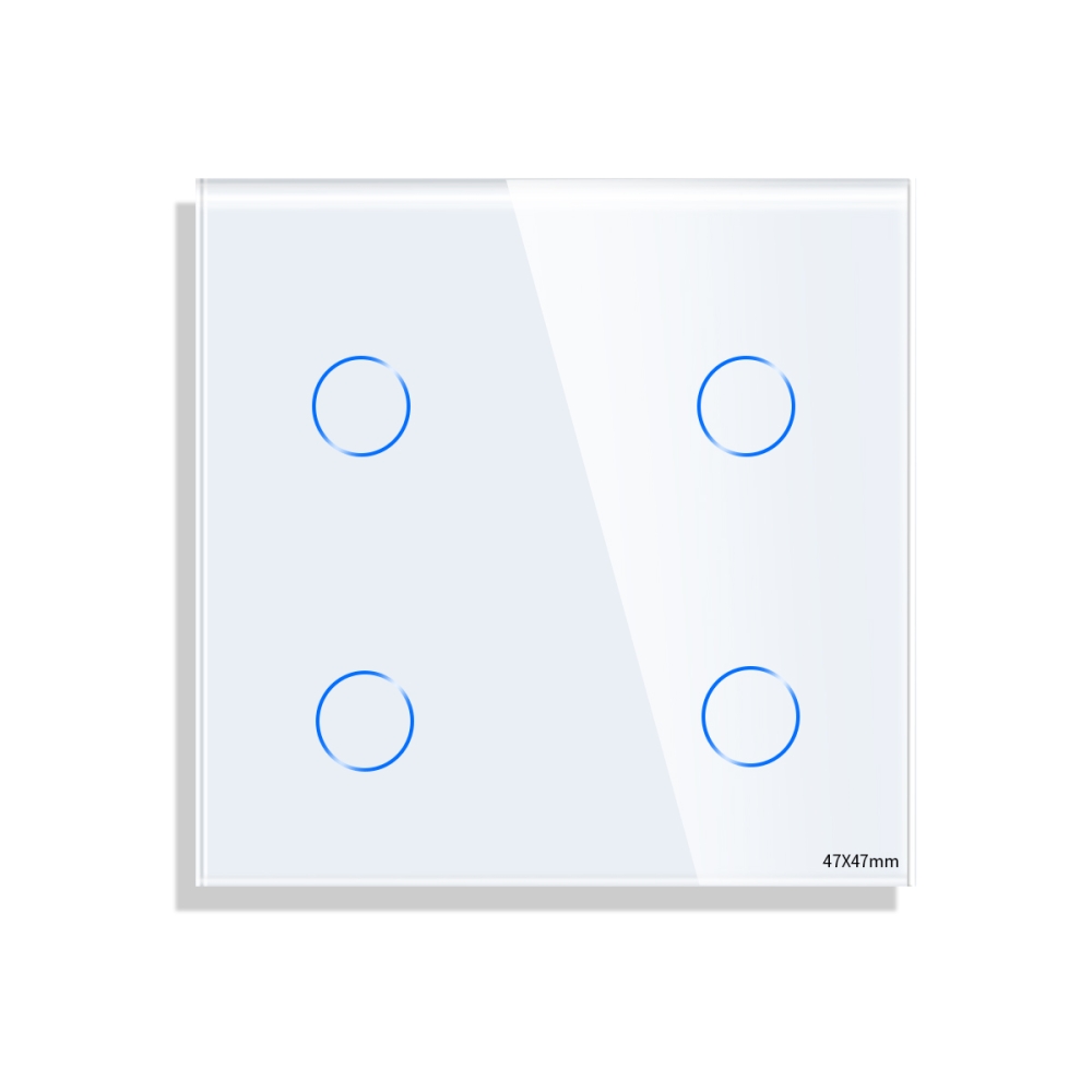 Panou Intrerupator Cvadruplu cu Touch Mini din Sticla LUXION - alb