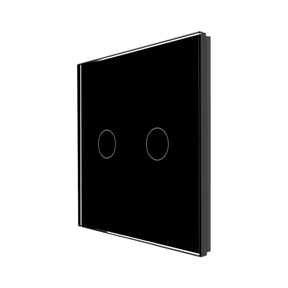Panou Intrerupator Dublu cu Touch Din Sticla LUXION - negru
