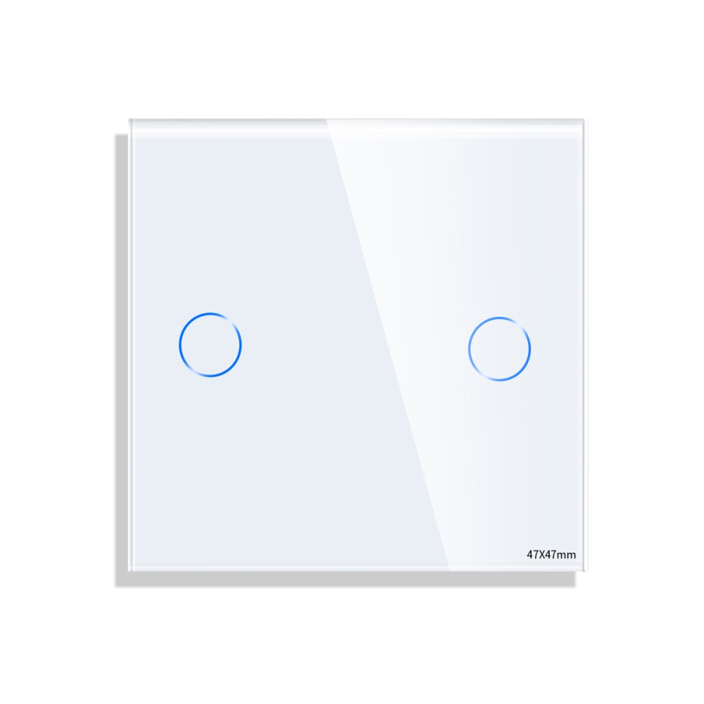 Panou Intrerupator Dublu cu Touch Mini din Sticla LUXION - alb