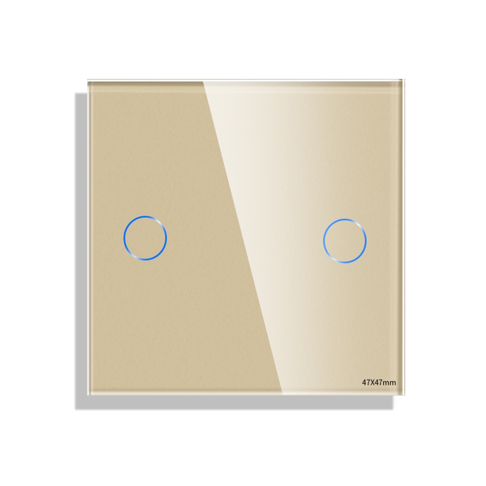 Panou Intrerupator Dublu cu Touch Mini din Sticla LUXION - auriu