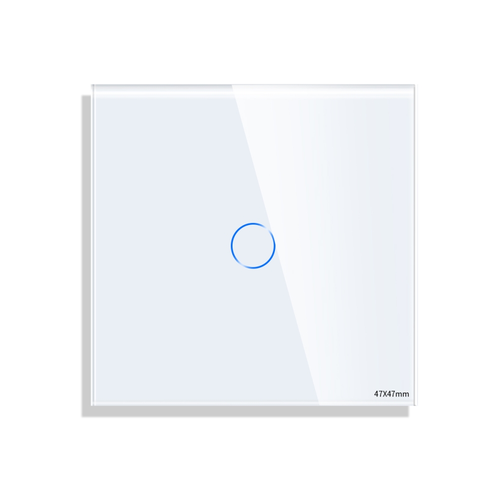 Panou Intrerupator Simplu cu Touch Mini din Sticla LUXION - alb