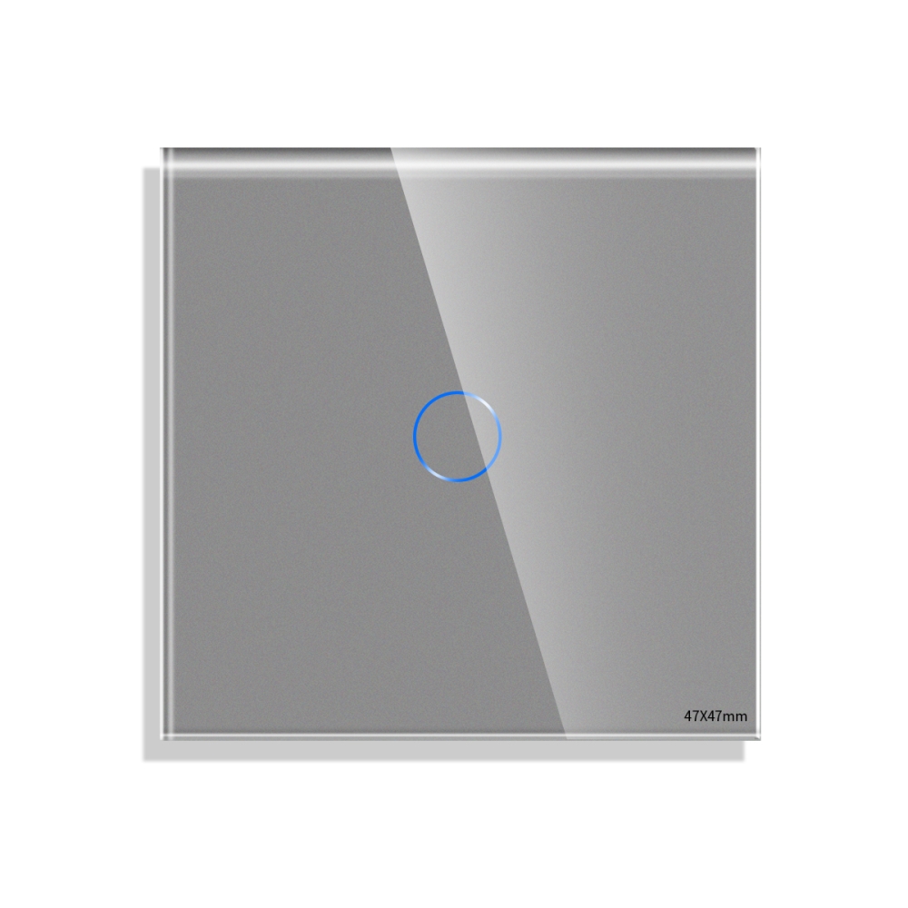 Panou Intrerupator Simplu cu Touch Mini din Sticla LUXION - gri