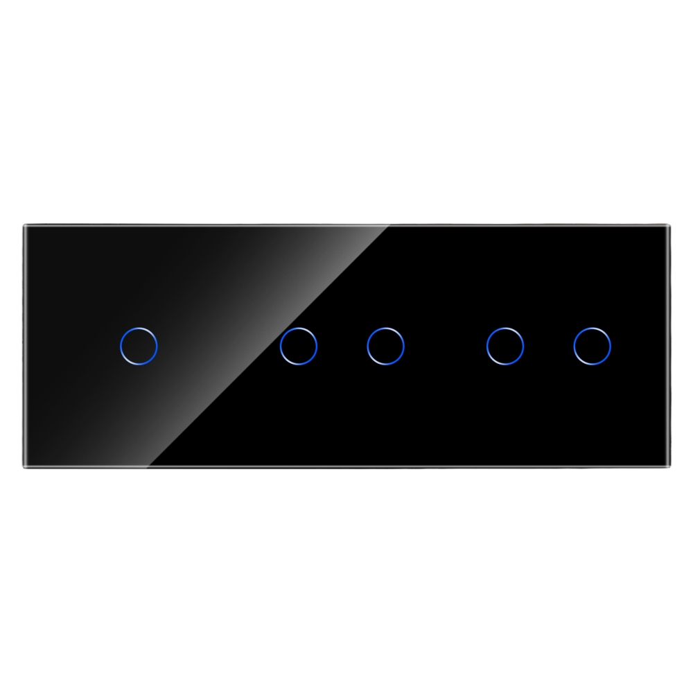 Panou Intrerupator Simplu + Dublu + Dublu cu Touch din Sticla LUXION - negru