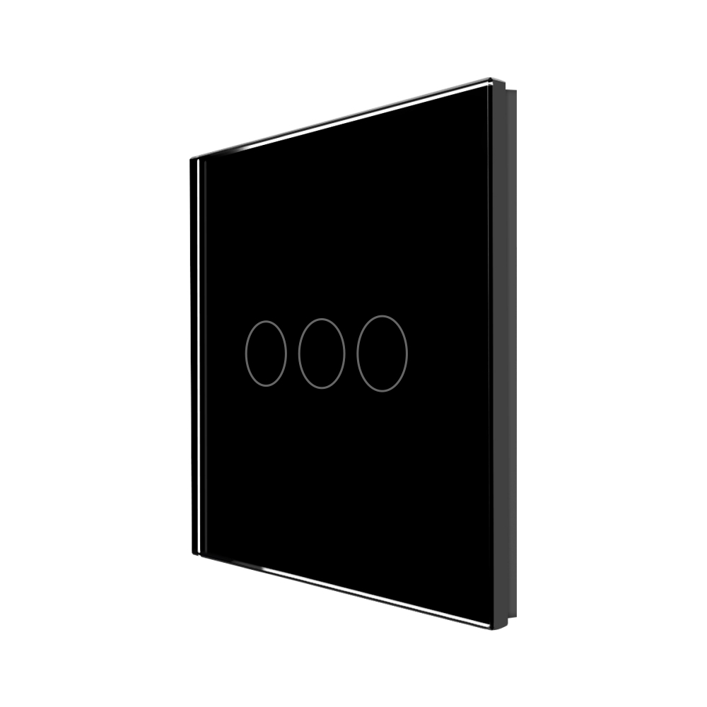 Panou Intrerupator Triplu cu Touch Din Sticla LUXION - negru