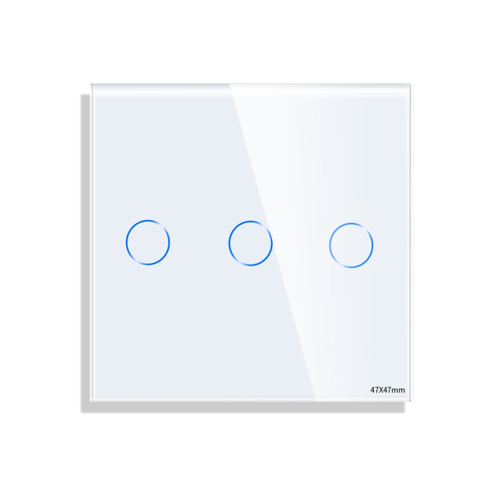 Panou Intrerupator Triplu cu Touch Mini din Sticla LUXION - alb