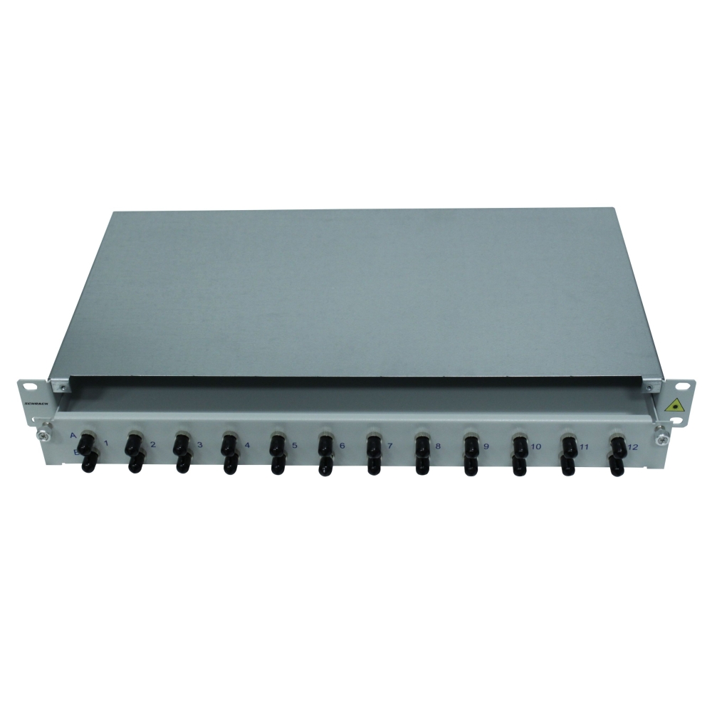 Patchpanel FO 19", 1UV, culisant, pentru 24 fibre, ST, MM