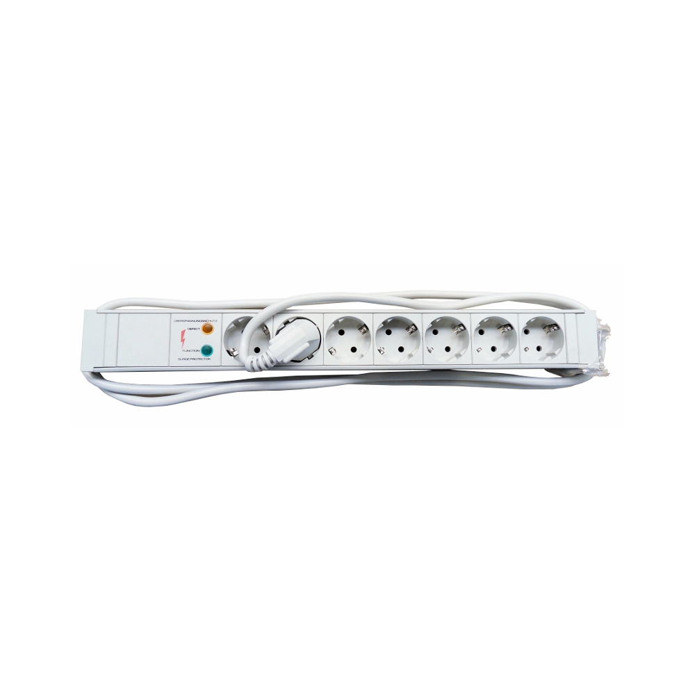 PDU 19",7xSchuko+prot suprat, prof PVC 1,25U,cabl 2m,RAL7035