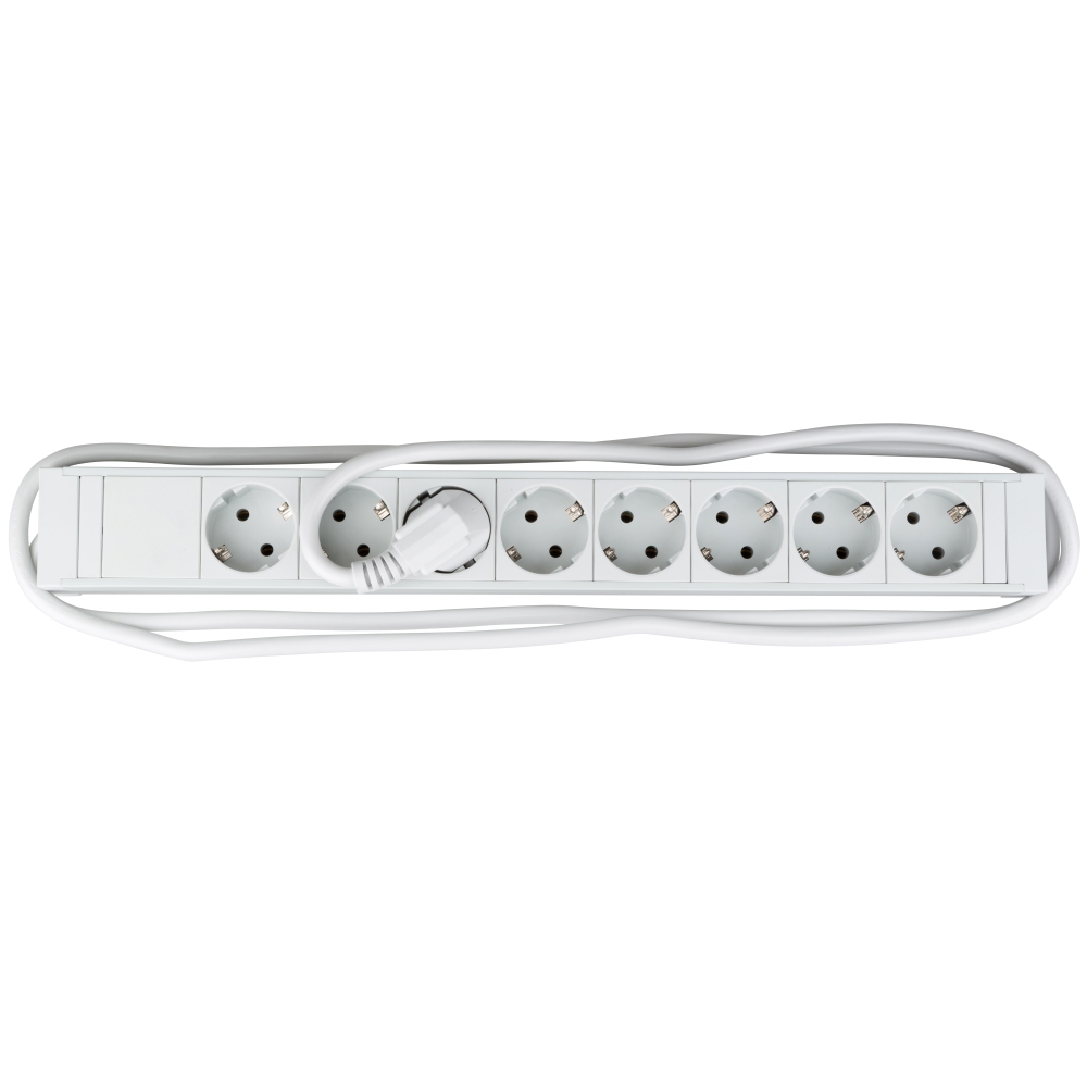 PDU 19", 8xSchuko, profil PVC 1,25U, cablu conex.2m, RAL7035
