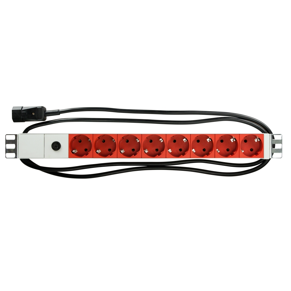 PDU 19" ptUPS, 8xSchuko Roşu, Sig 10A, ALU 1U, cabl 2m C14