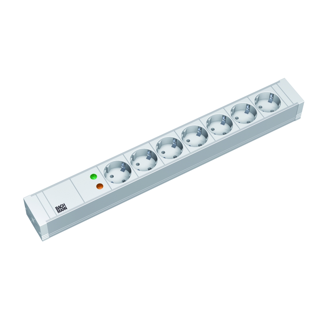 PDU19'' 7xSchuko Alb, 2 m fisa Schuko, PVC,prot.