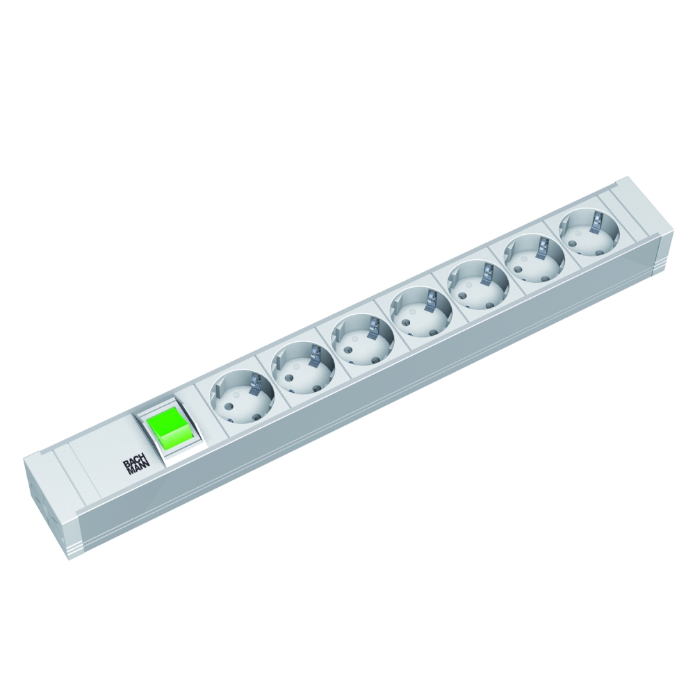 PDU19'' 7xSchuko Alb, interupator, 2 m fisa Schuko, PVC