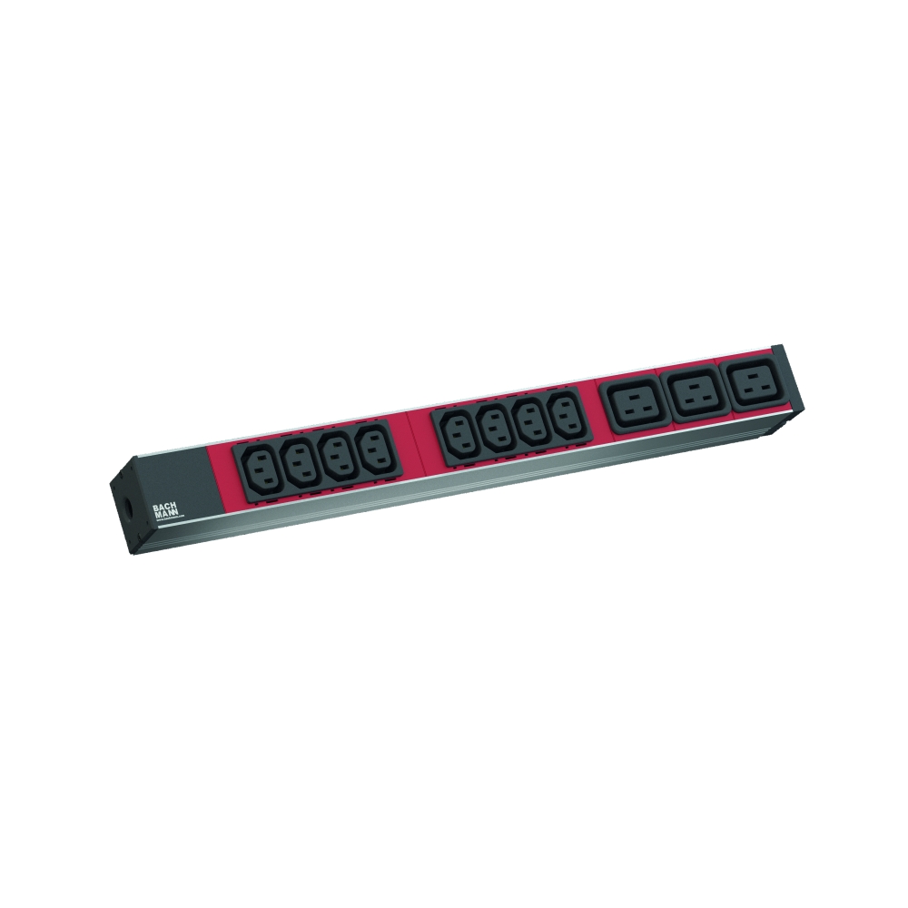 PDU19'' 8XC13 + 3XC19, 2m fisa C20 si AL- Negru- prize Rosii