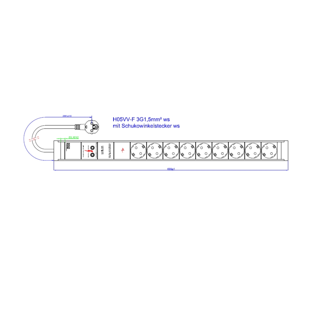 PDU19'' 9xSchuko Alb, 2 m fisa Schuko, AL,prot., filtru