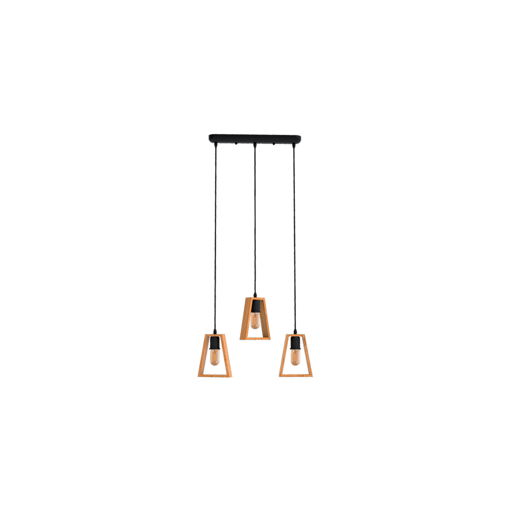 PENDUL RONNY 3ХЕ27 NEGRU/LEMN