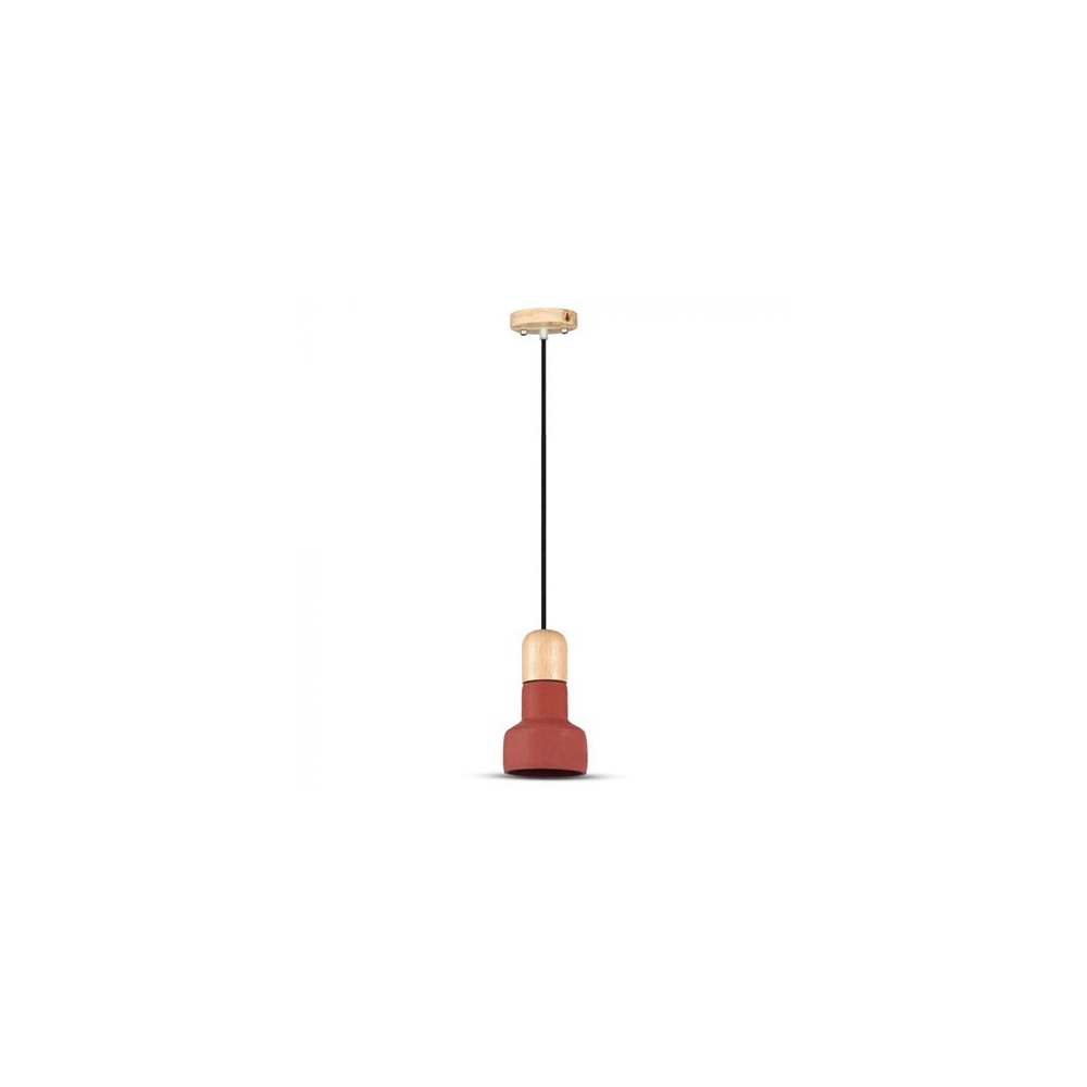 PENDUL TAVAN SOCLU E27 MATERIAL LEMN/CIMENT - ROSU