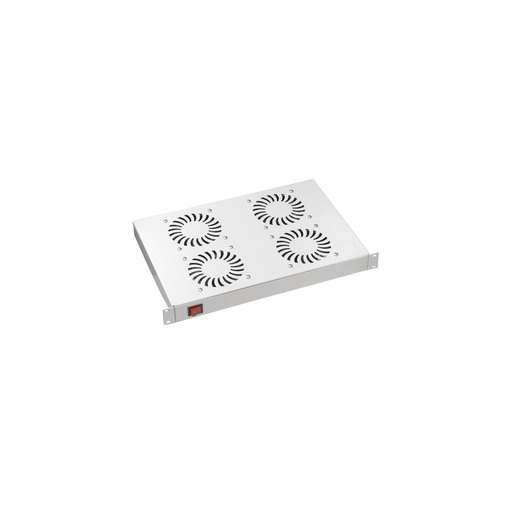 Placă 19&rdquo; cu 4 ventilatoare, 1U, comutator ON/OFF, RAL7035
