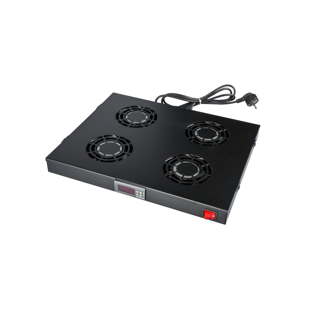 Placă 19" cu 4 ventilatoare, 1U, digital, negru RAL 9005