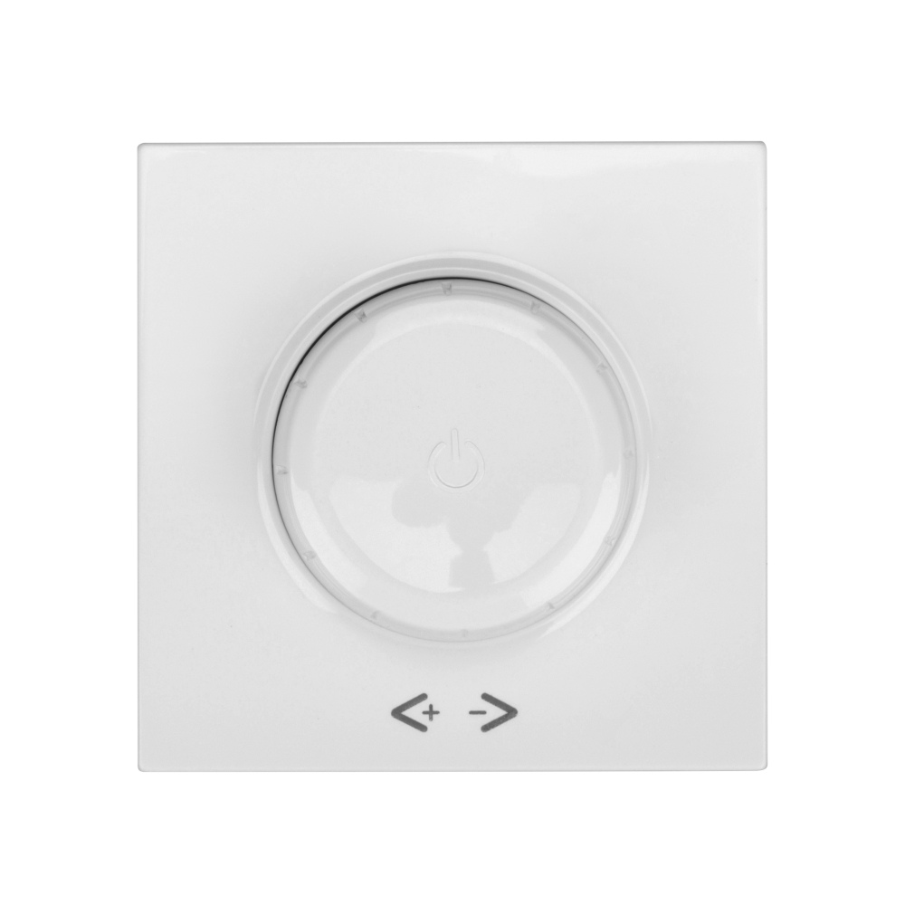 Placă frontală dimmer cu buton rotativ, alb