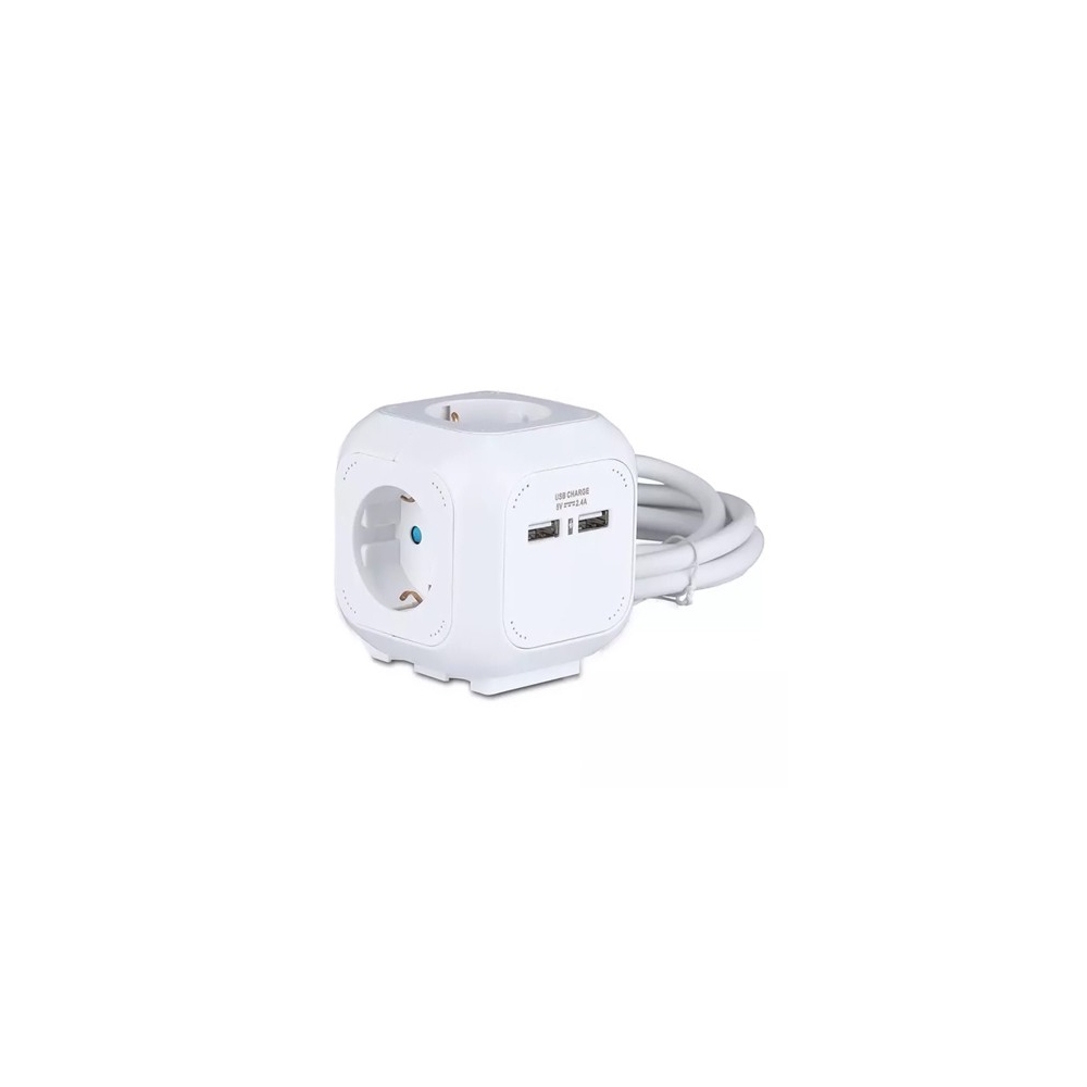 PRELUNGITOR CUBIC 3X1.5MM 1.4M 4 CAI 16A + 2 USB 2.1A