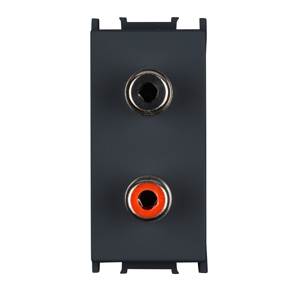 Priză audio 1M 2xRCA, negru