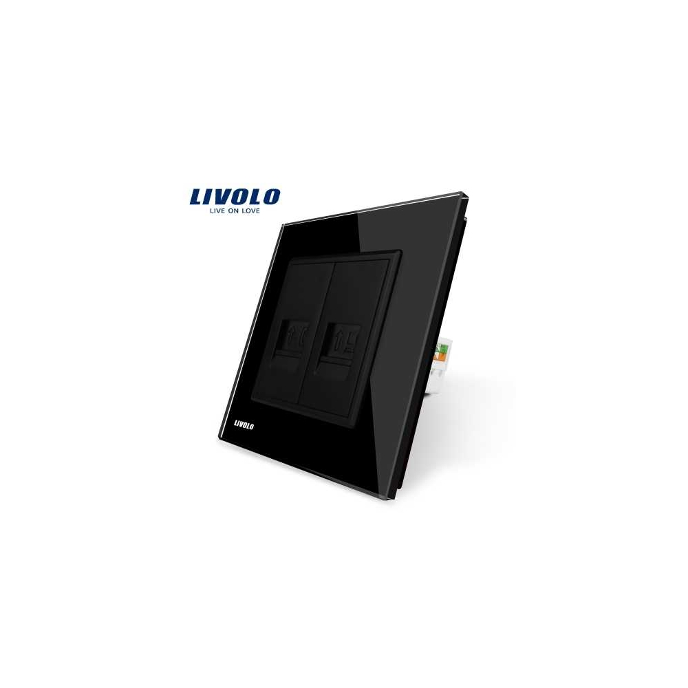 Priză dublă telefon + rețea calculator, RJ11+RJ45