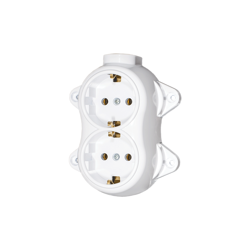 PRIZA DUBLA  ANTICA 16A 250V ALB