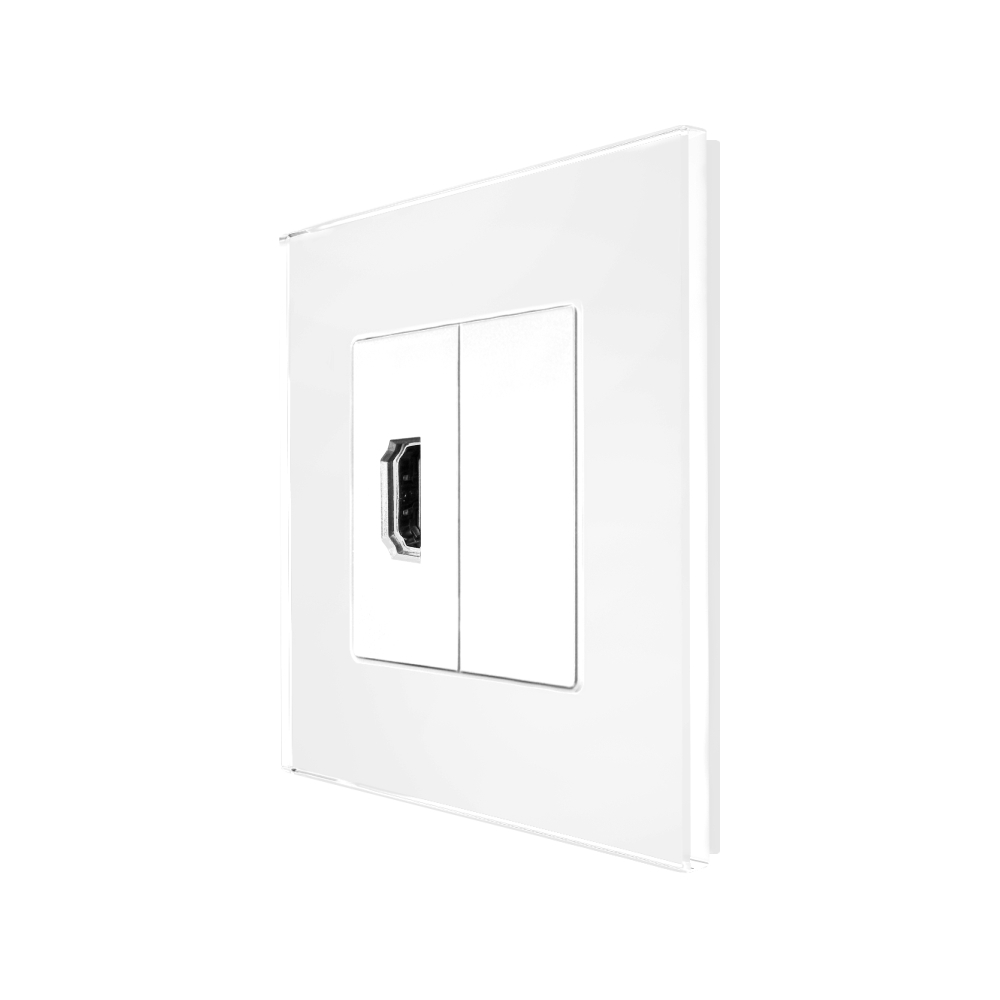 Priza HDMI cu Rama din Sticla LUXION - alb