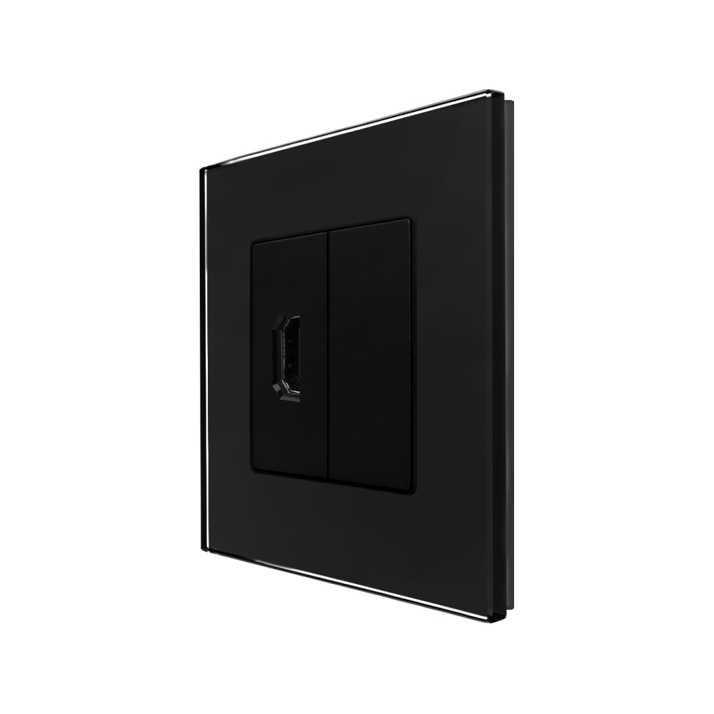 Priza HDMI cu Rama din Sticla LUXION - negru