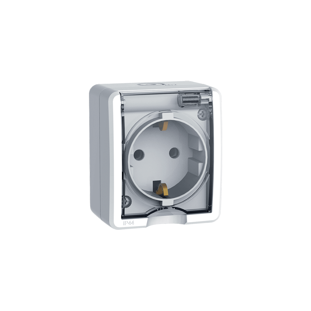 PRIZA SIMPLA APLICATA ALBA CAPAC TRANSP IP44