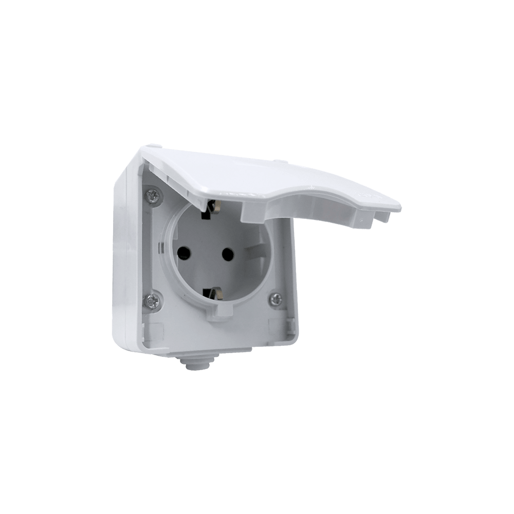 PRIZA SIMPLA APLICATA GRI CAPAC TRANSP IP65