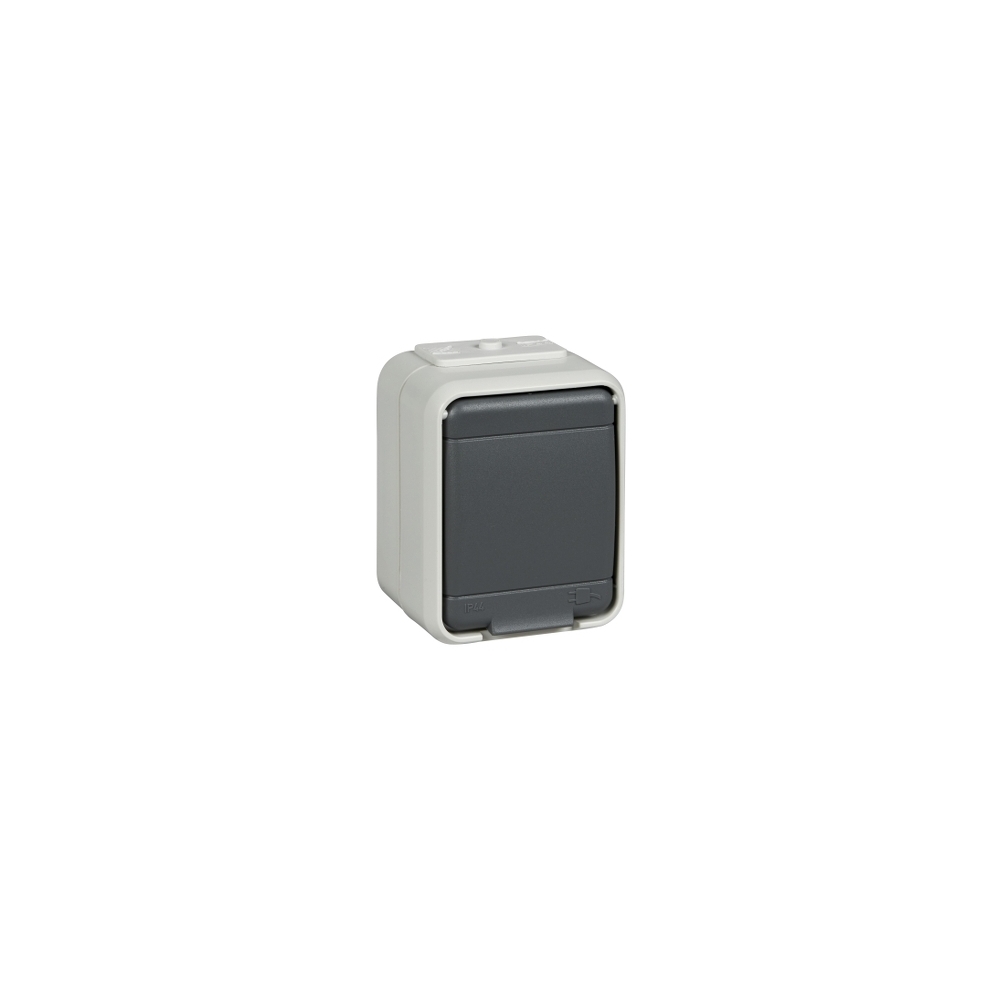 Priza simpla cu PE IP44, gri/gri