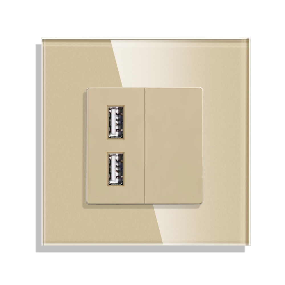 Priza USB cu Rama din Sticla LUXION - auriu