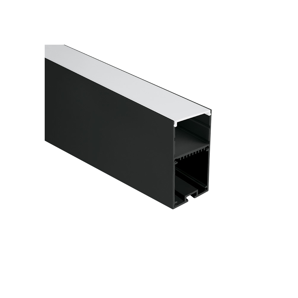 Profil Alu + capac opal PC, capace, 2m, negru