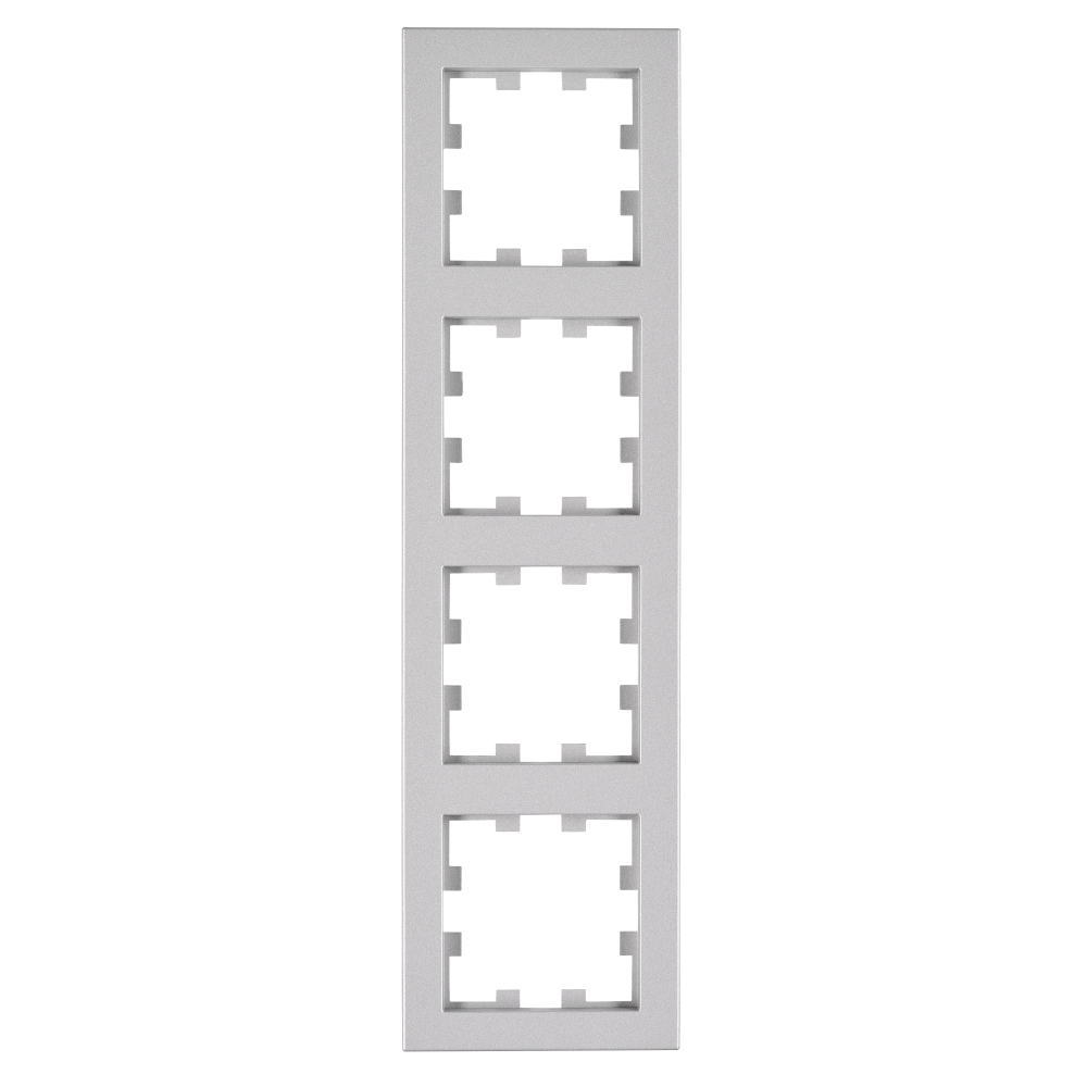 Ramă 4 aparate, Design CUBIC, argintie