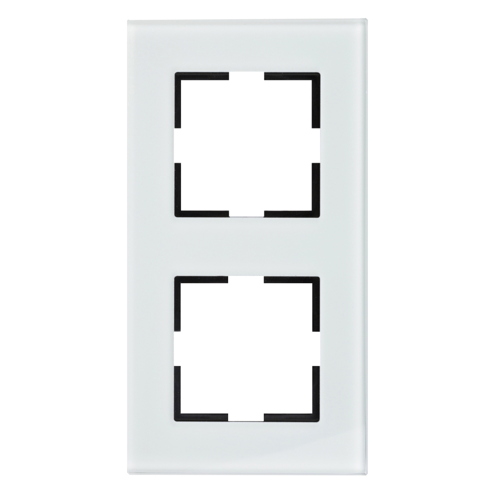 Ramă decorativă din sticlă pentru 2 aparate, alb