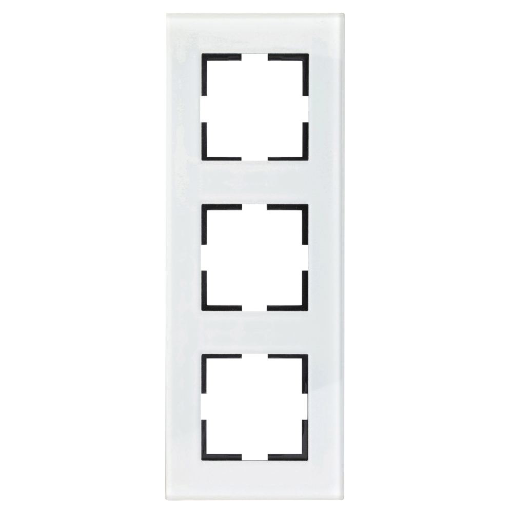 Ramă decorativă din sticlă pentru 3 aparate, alb