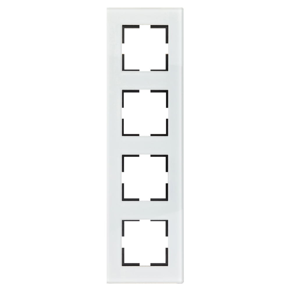 Ramă decorativă din sticlă pentru 4 aparate, alb
