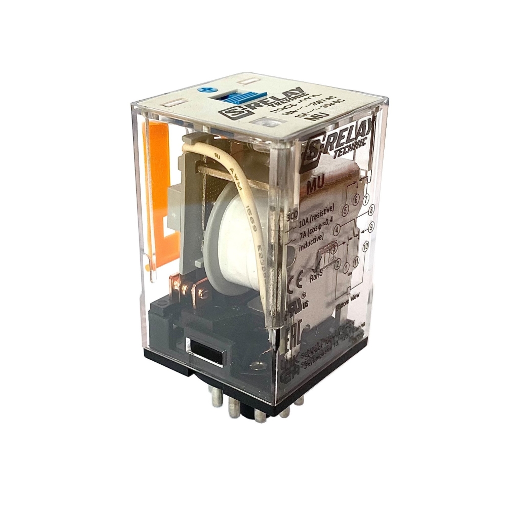Releu broşabil, 11 pini, 3 CC, 24V c.c., 10A