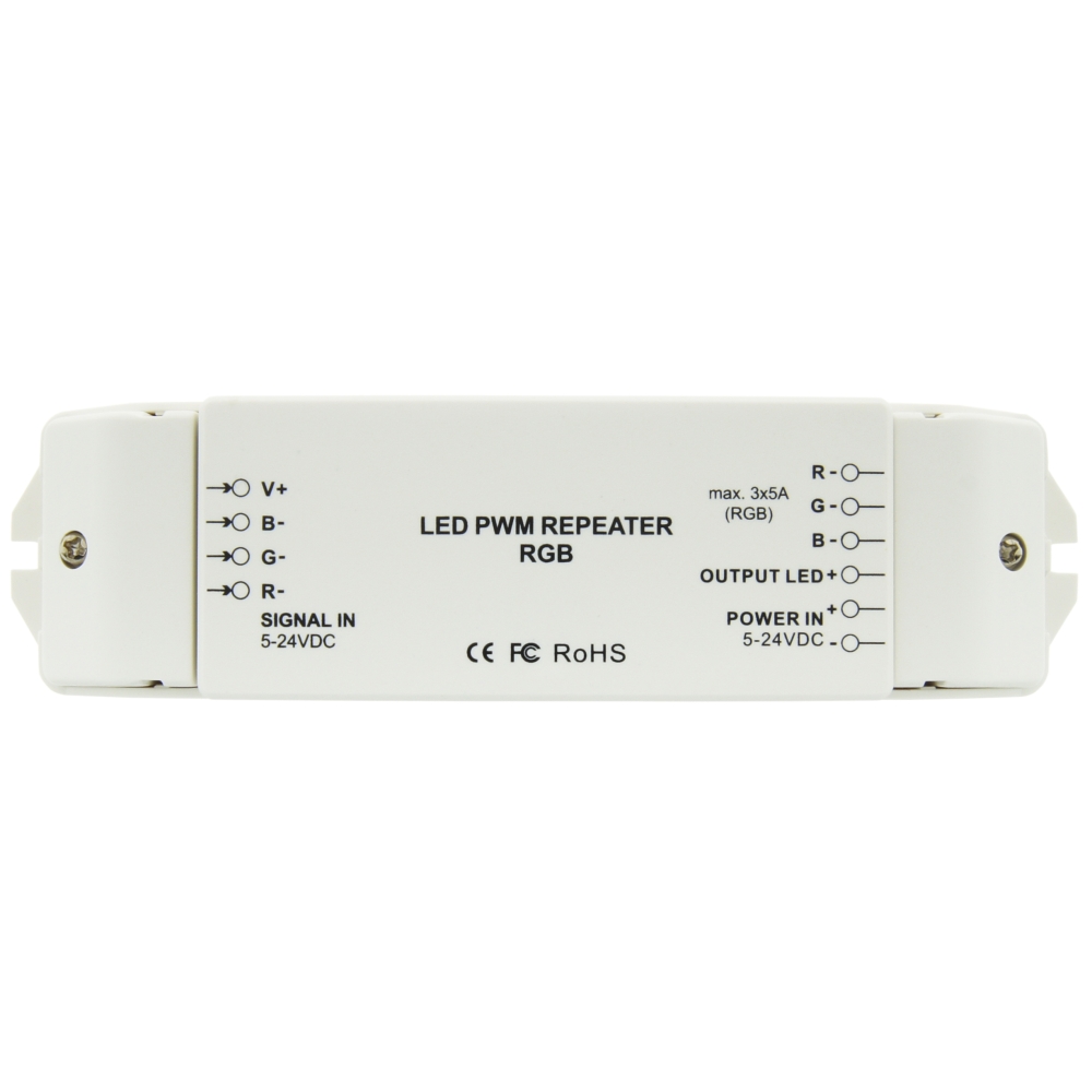 Repeater PWM RGB LED, 3x5A, 180W/12V, 360W/24V