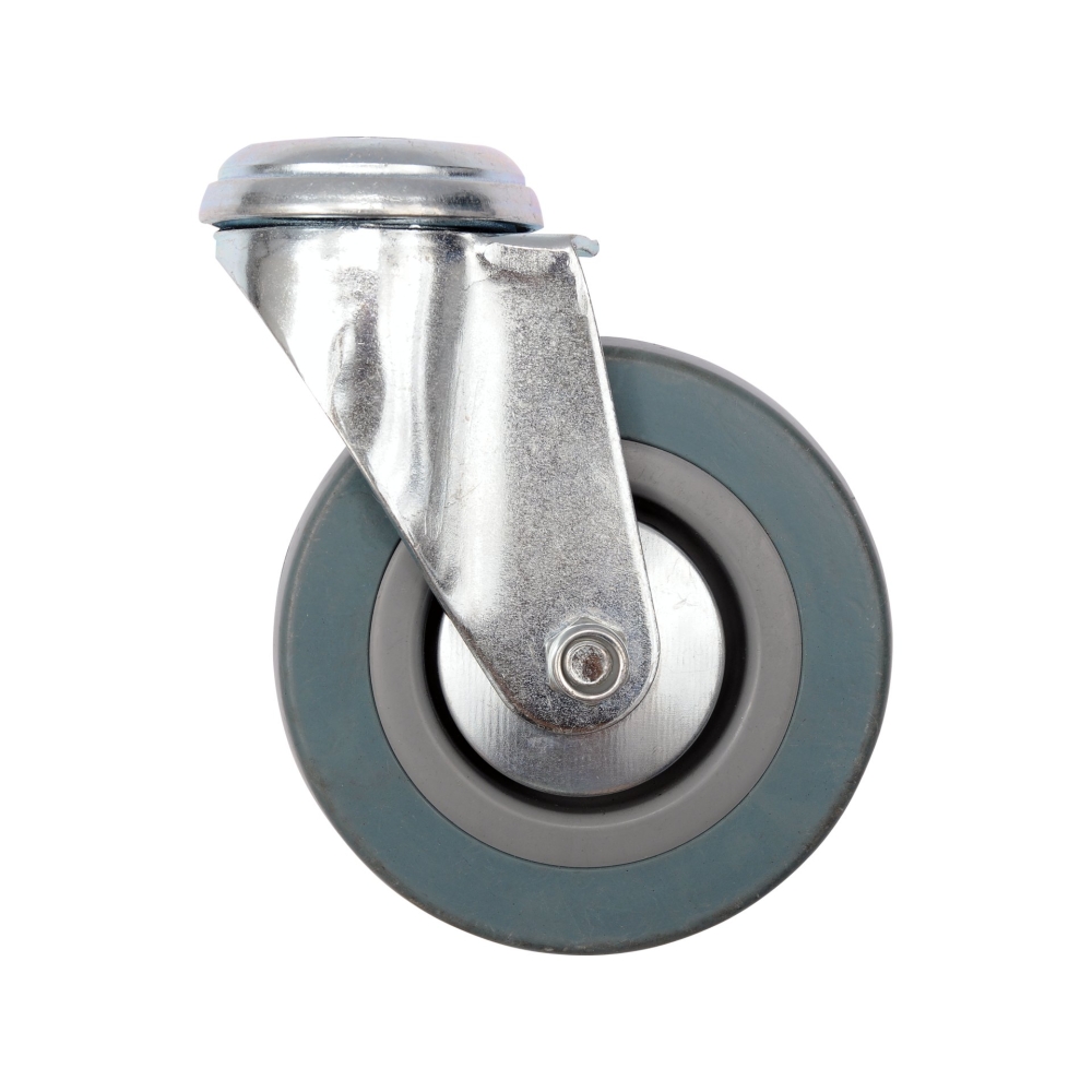 ROATĂ PIVOTANTĂ DE 125MM CU CAUCIUC GRI ȘI GAURĂ DE FIXARE