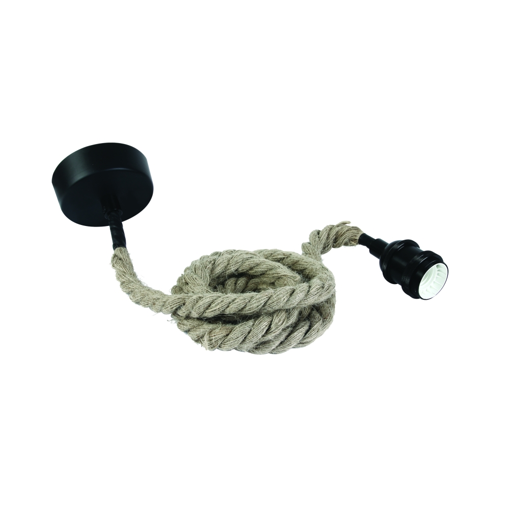 Rope Line II pendant lamp, E27, l=2m, negru