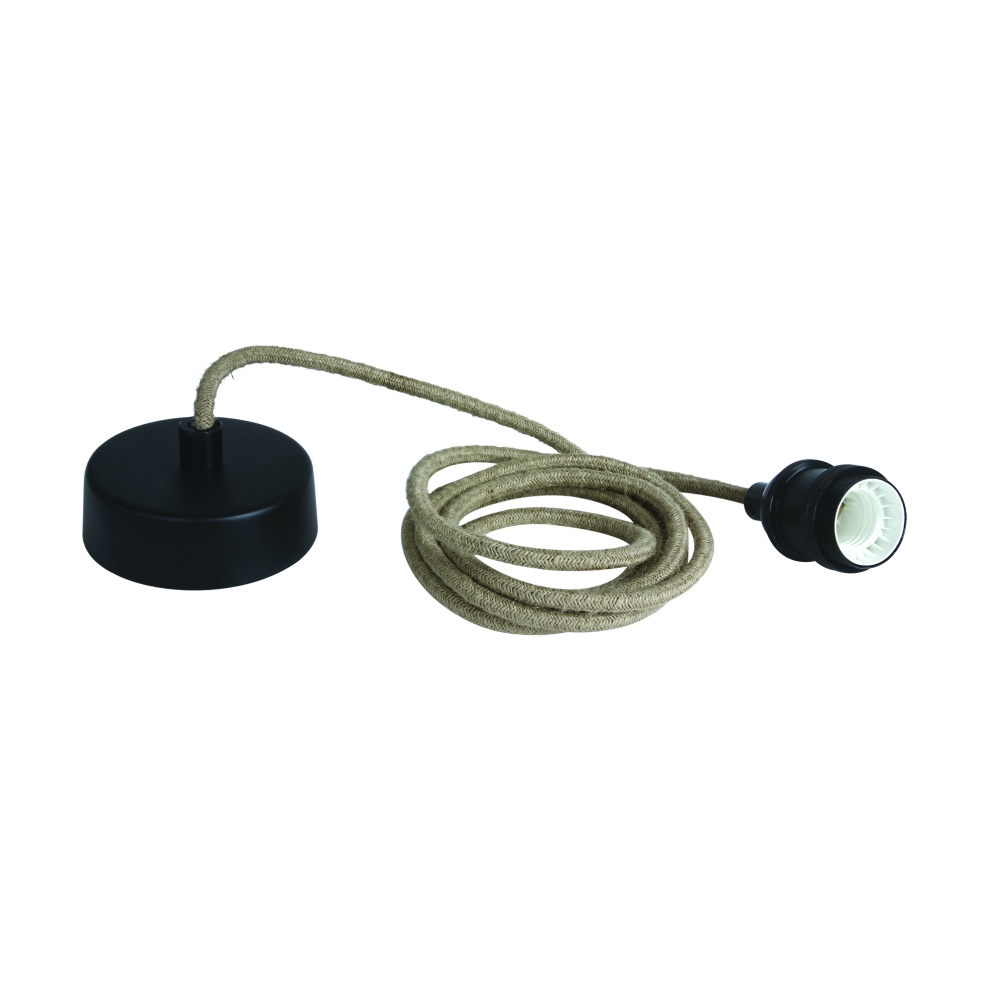 Rope Line pendant lamp, E27, l=2m, negru