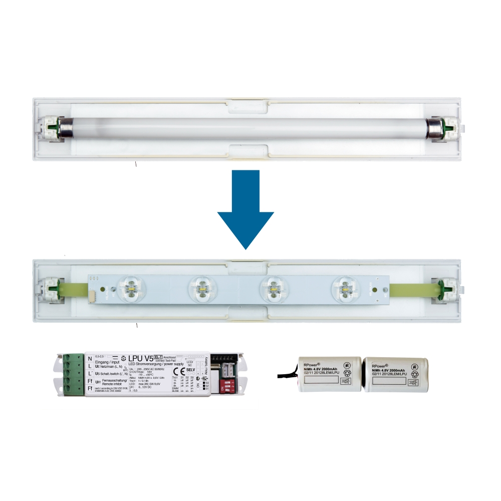 Set 4x1W ERT LED banda inloc. + LPU 1h-8h + Akku 9,6V/ 2,0Ah