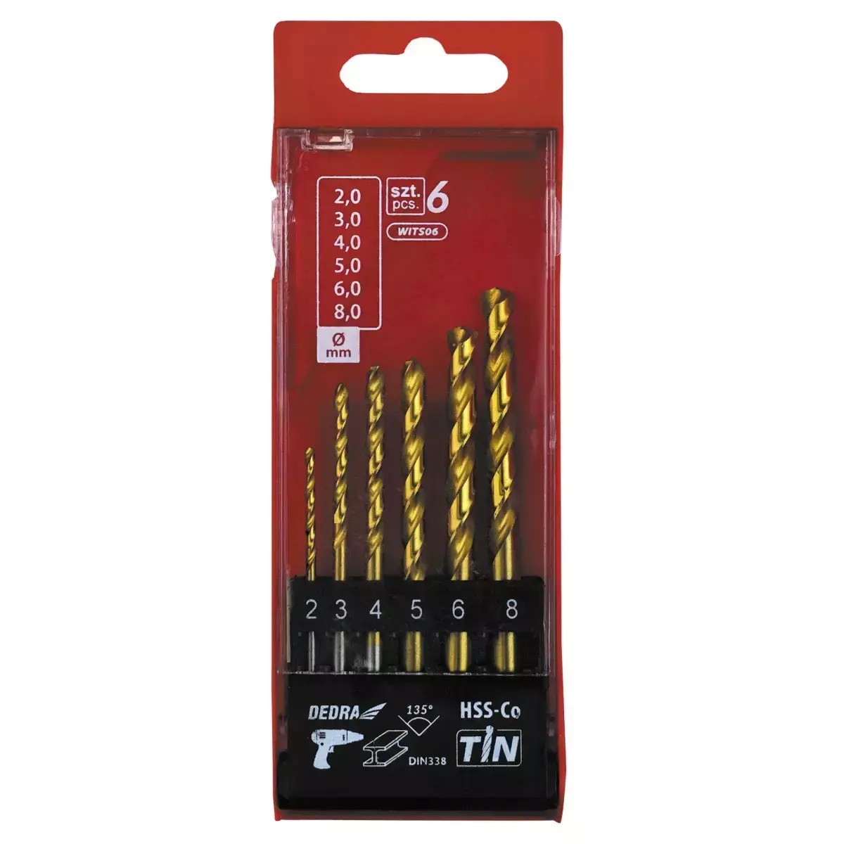 Set de burghie pentru metal hss+cobalt+tin, 6buc, 135&deg;