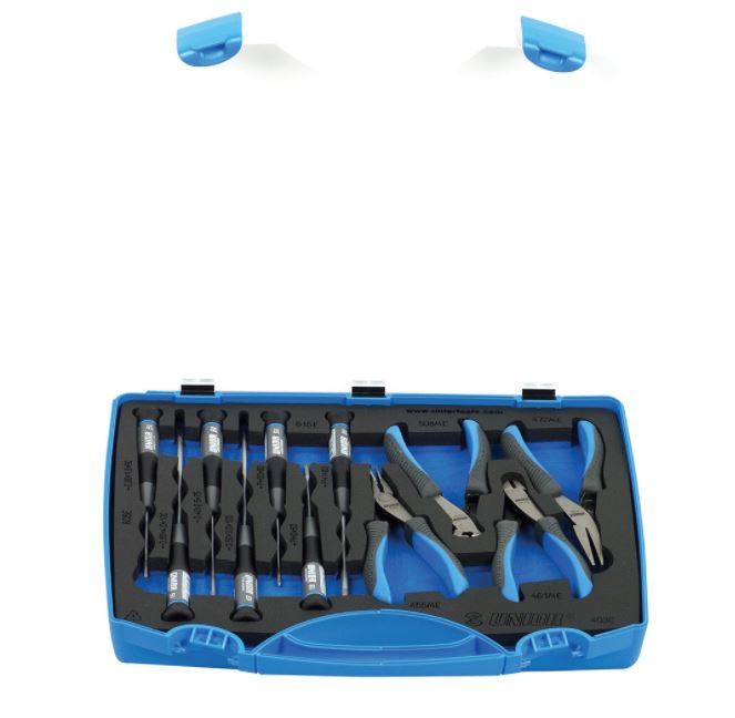 Set de clesti pentru electronisti si surubelnite in cutie de plastic 11 piese