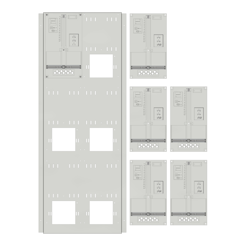 Set Meter box insert 3-rows, 6 meter boards/27 Modul heights
