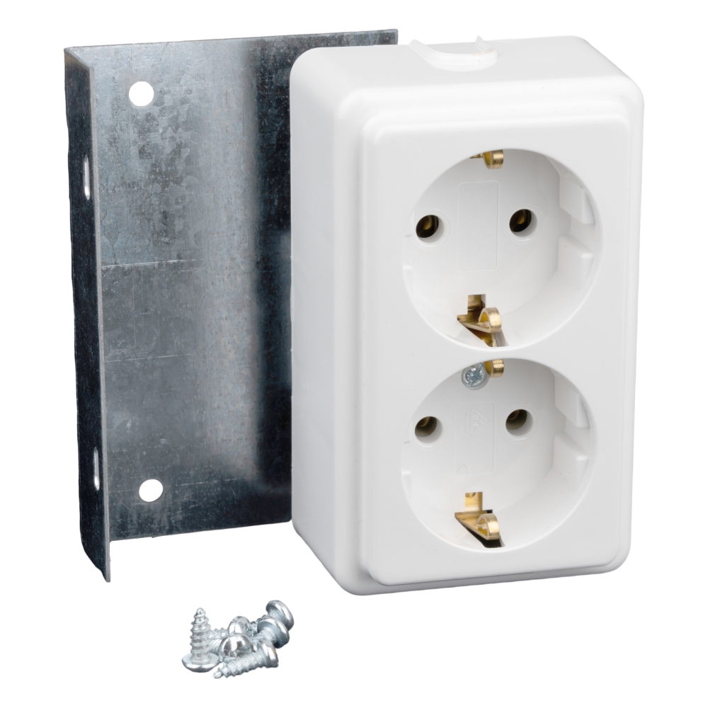 Set prize duble 16A, 250V c.a., cu sistem de montaj