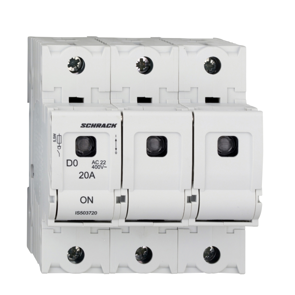 Soclu pentru portfuzibile D02, seria ARROW S, 3-poli, 20A