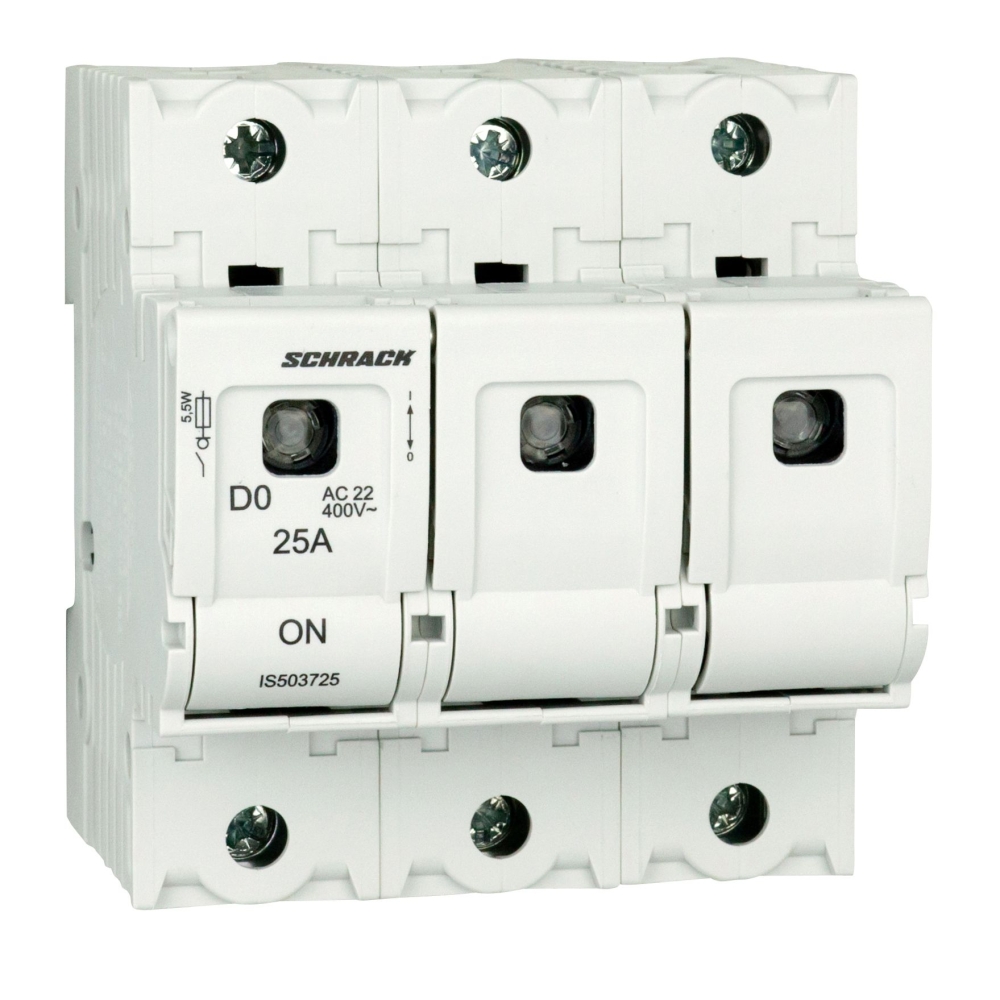 Soclu pentru portfuzibile D02, seria ARROW S, 3-poli, 25A