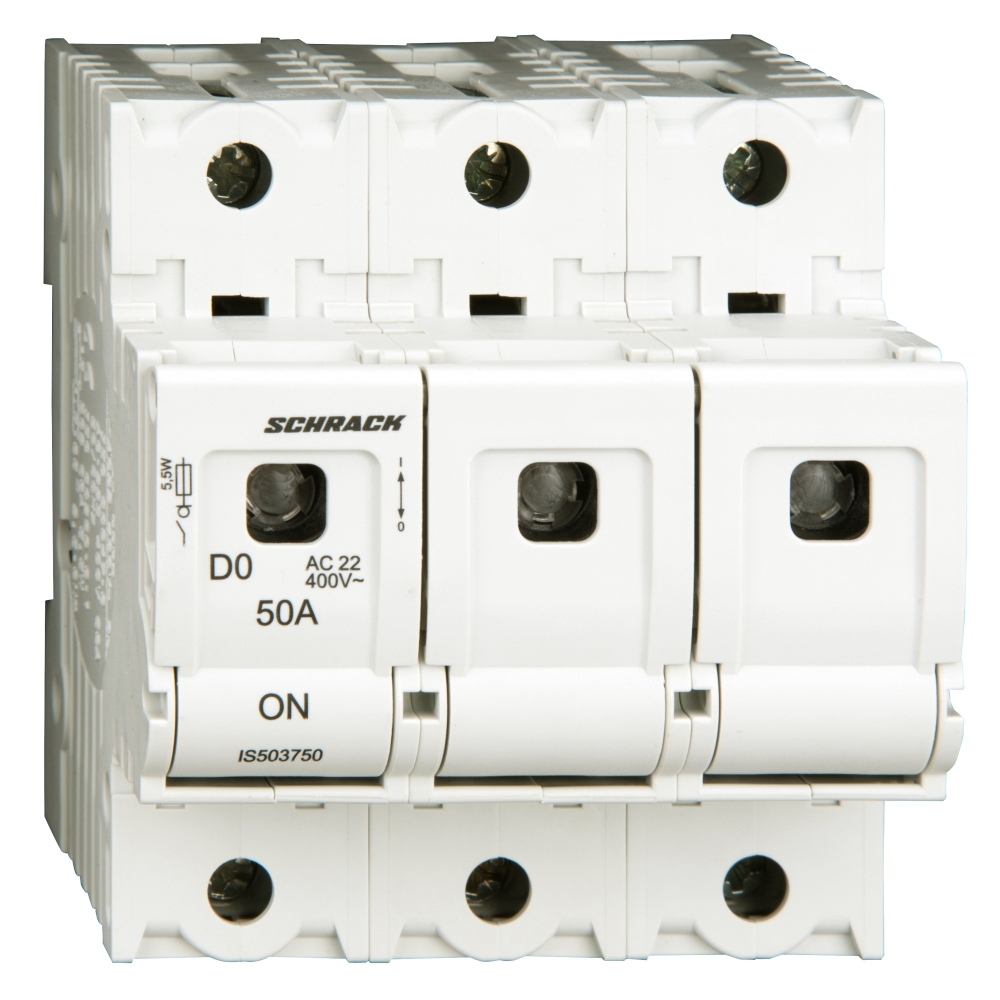 Soclu pentru portfuzibile D02, seria ARROW S, 3-poli, 50A